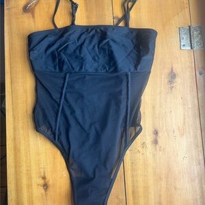 Black Mesh One-Piece Swimsuit